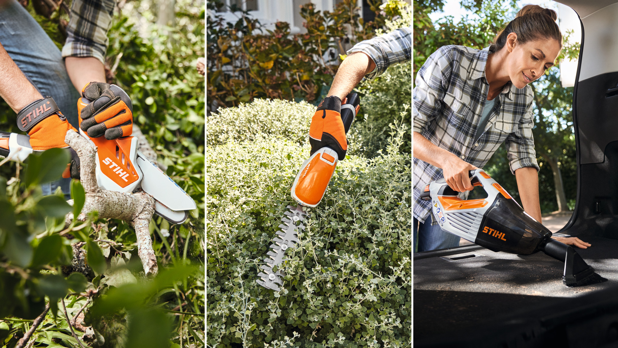 Інструменти STIHL системи AS, акумуляторний кущоріз GTA 26, акумуляторні садові ножиці HSA 26 і акумуляторний ручний пилосос SEA 20